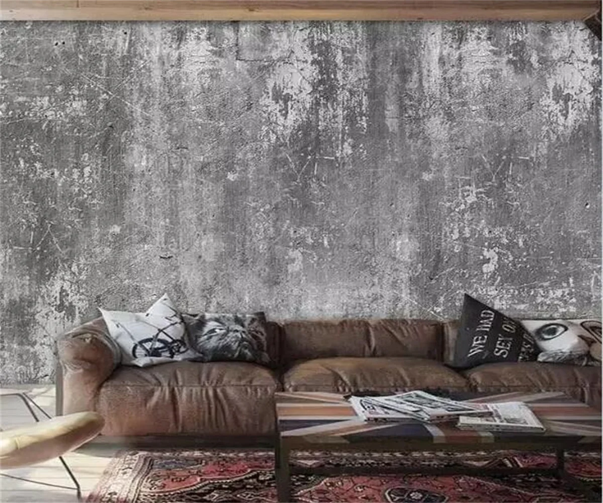 

Customize murals of any size Retro Concrete Wall paper Wallcovering Cafe Shop Industrial Wind Background decorationWallpaper