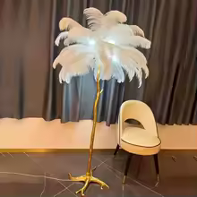 Nordic Ostrich Feather Led Floor Lamp Resin Copper Living Room Home Decor Standing Light Indoor Lighting Bedroom Bedside Lamps - AliExpress 39