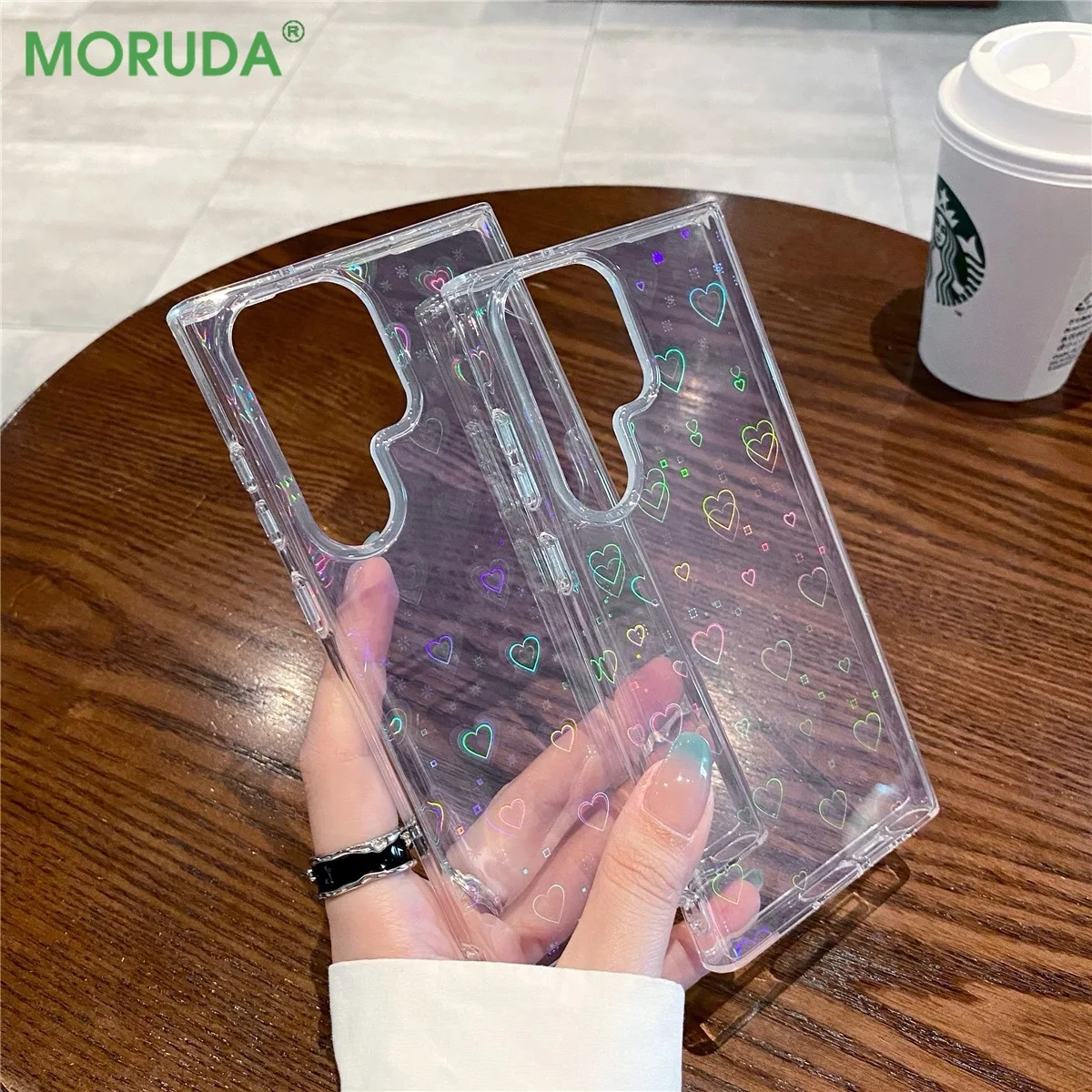 Galaxy S26 Ultra Laser Gradient Herzförmige Transparente Hülle für Samsung S25 S24 Ultra S23 FE S22 Plus S26+ A55 A35 S25FE Niedliche Schutzhülle