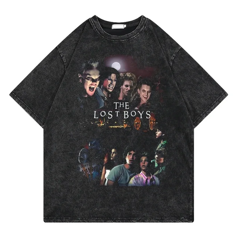 The Lost Boys Vintage Washed Tshirts Men Women 100% Cotton T-Shirt Crewneck Santa Carla Vampires Film Tee Shirt Short Sleeve