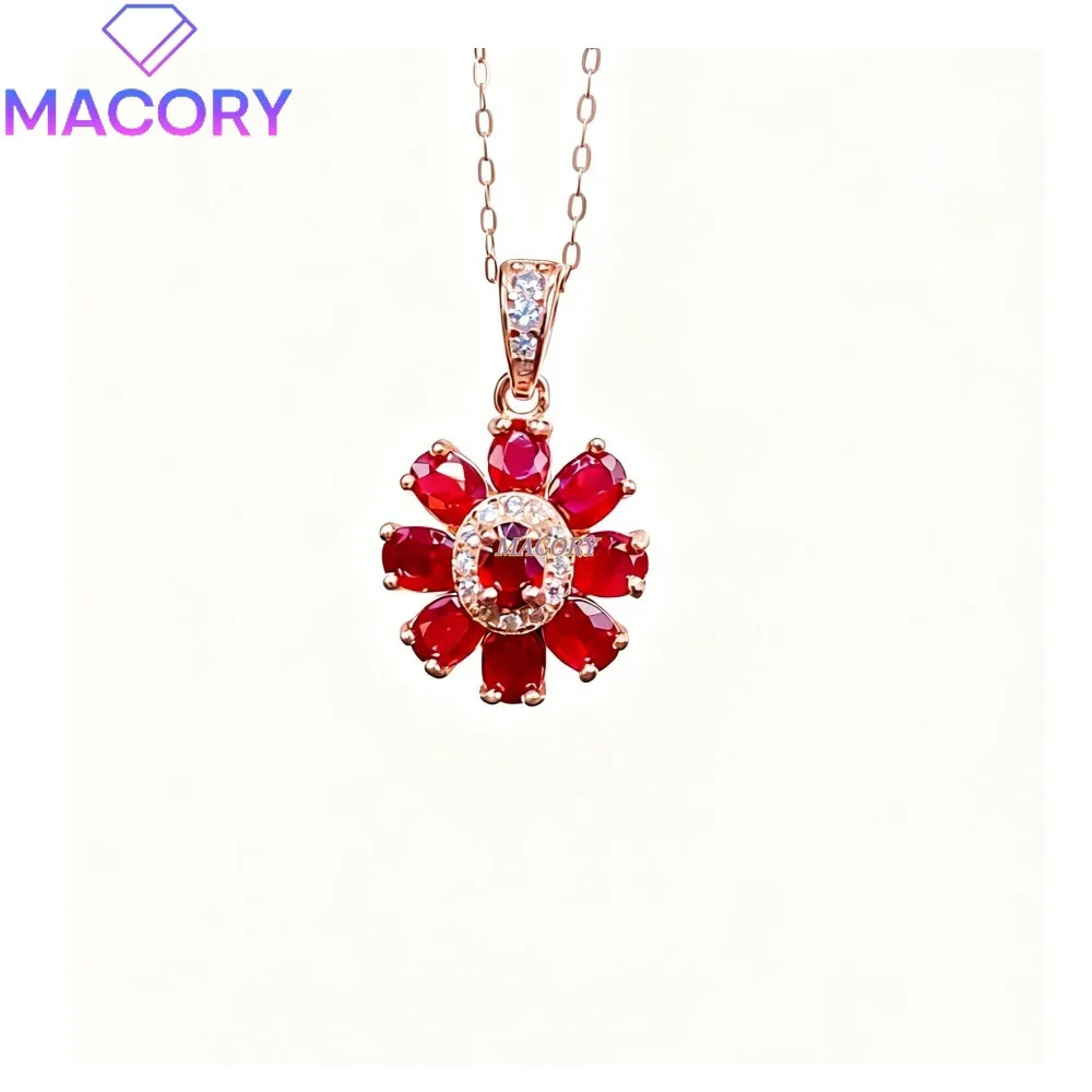 Women's new ruby pendant necklace made of 925 sterling silver high-quality classic gemstone necklace classic jewelry accessory