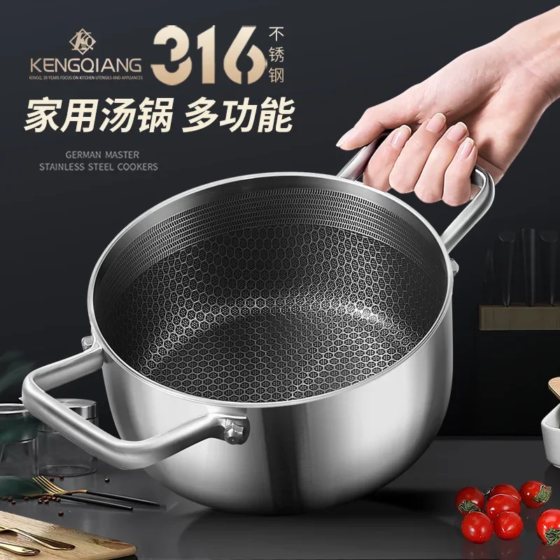 

Two ear cooking pot Non stick pots for cooking 316 Stainless steel pots and pans cookware set Induction cooker gas universal