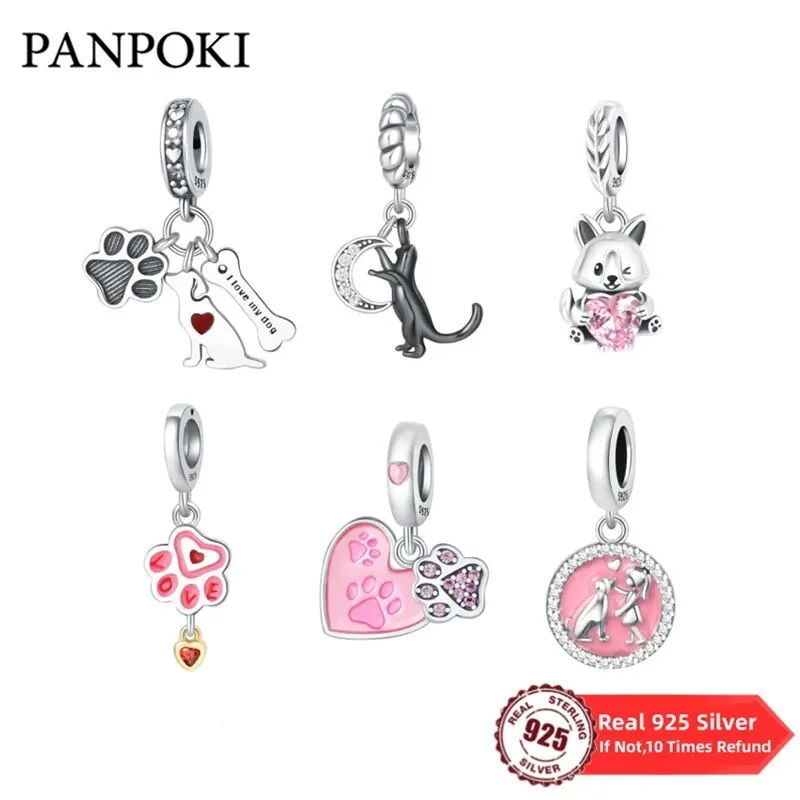 New Charm Fits Original Pandora Bracelets 925 Sterling Silver Paw Prints Bones Dogs Beads Women Pendant Bead Jewelry