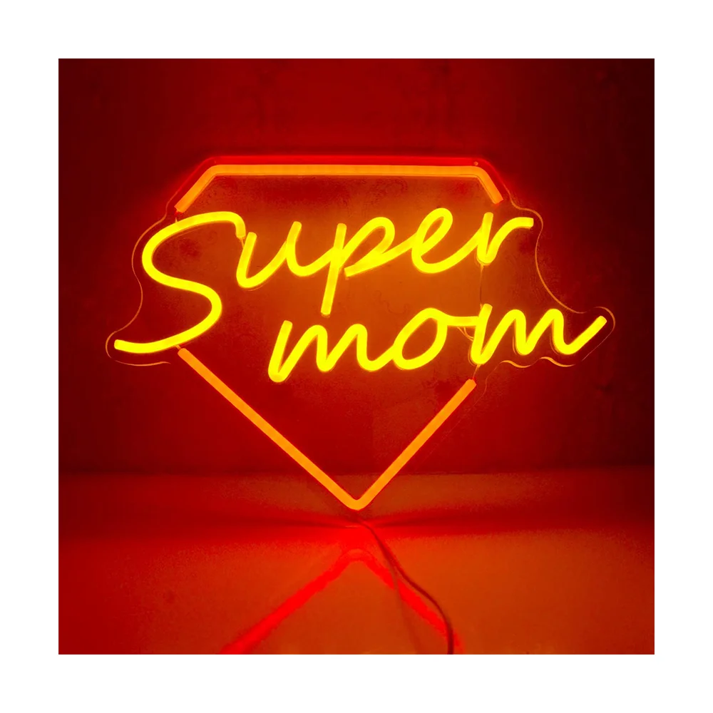 

Неоновая вывеска Super Mom, декоративная подсветка с надписью светодиодный, для спальни, дома, гостиной, настенные вывески с подсветкой