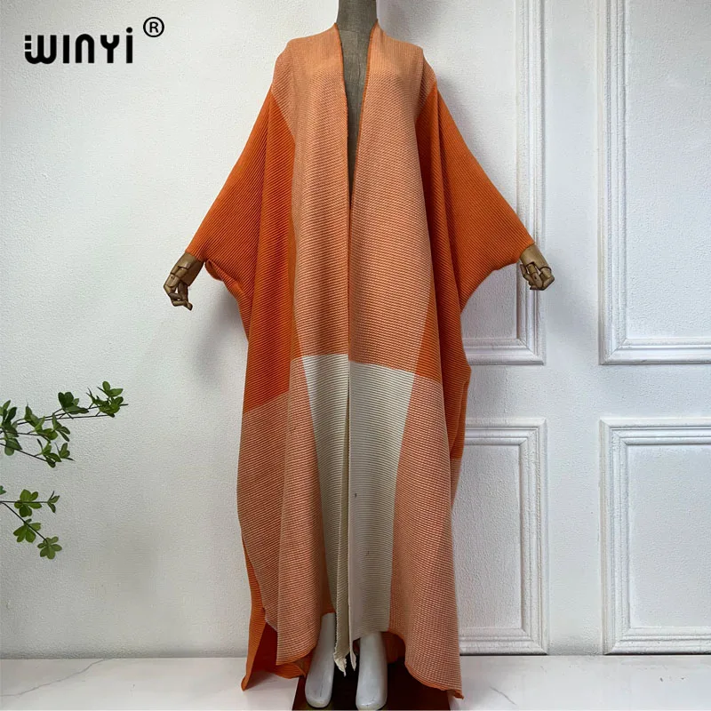 WINYI kuwait Pleated dress caftan for women Middle East Cardigan Hot print party kaftan dress kimono fashion abaya