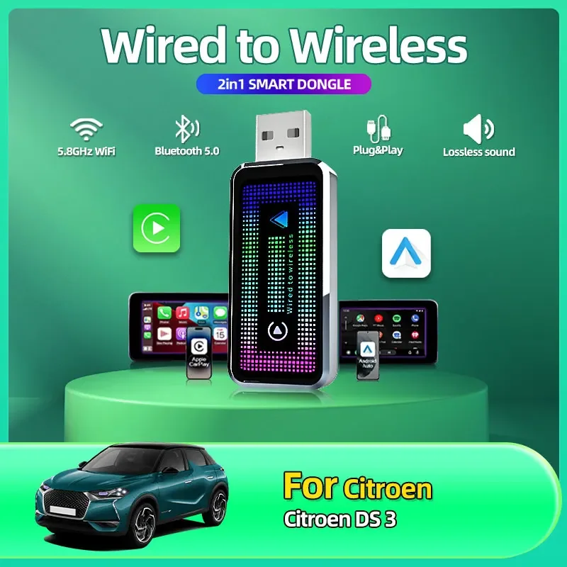 

Новый беспроводной адаптер Mini Carplay 2 в 1, бесшовная интеграция, Android Auto, ключ Apple USB Type-C в автомобиле, для Citroen DS 3