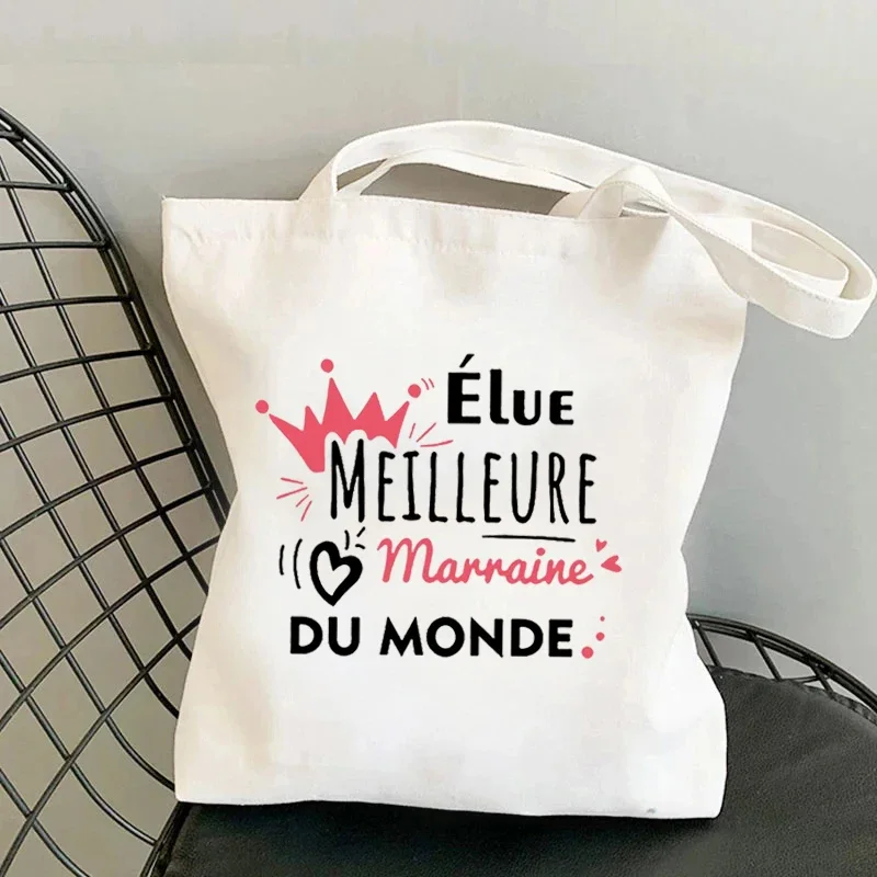 Do You Want To Be My Godmother Print Tote Bag Godmothers Request Bag Women Canvas Handbag Shopping Bags Best Gifts for Marraine