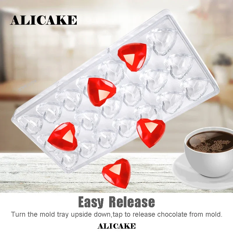 1Pc Diamond Heart Chocolate Mold (Polycarbonate) - Holiday Candy Tools for Mother's Day Valentine's Day Baking Confectionery Ute - view 3