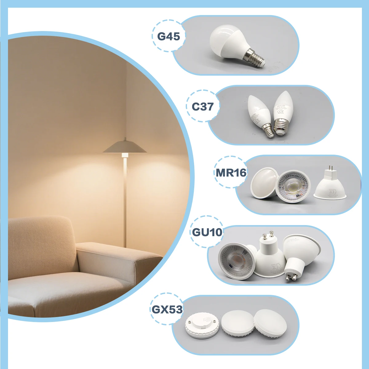 

5Pack Mini LED Bulb lamp 5W GU10 MR16 C37 G45 GX53 Bulbs AC110V AC220V Hight lumen CRI E27 E14 Base for Home derec study light