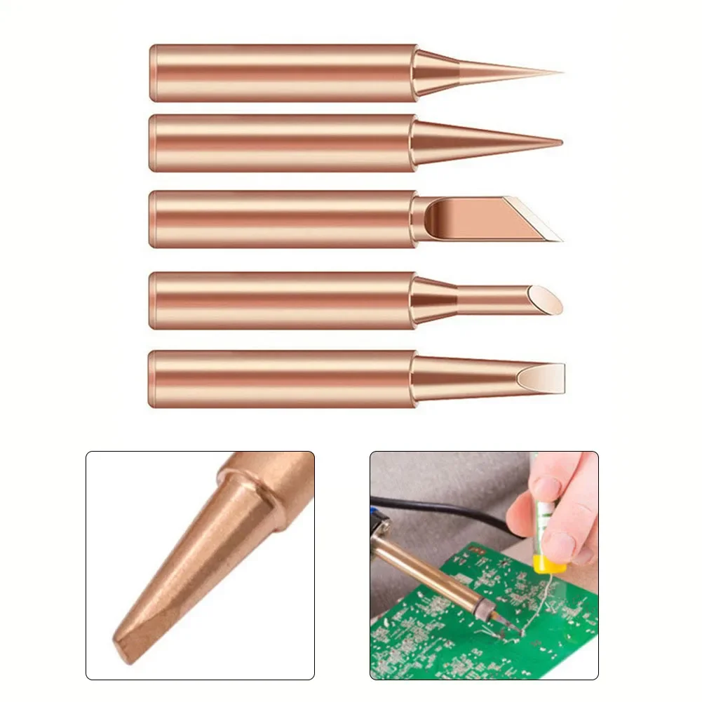 5pcs Soldering Iron 900M Soldering Iron Head Set Inside Hot Bare Copper Electric Soldering Iron Tip