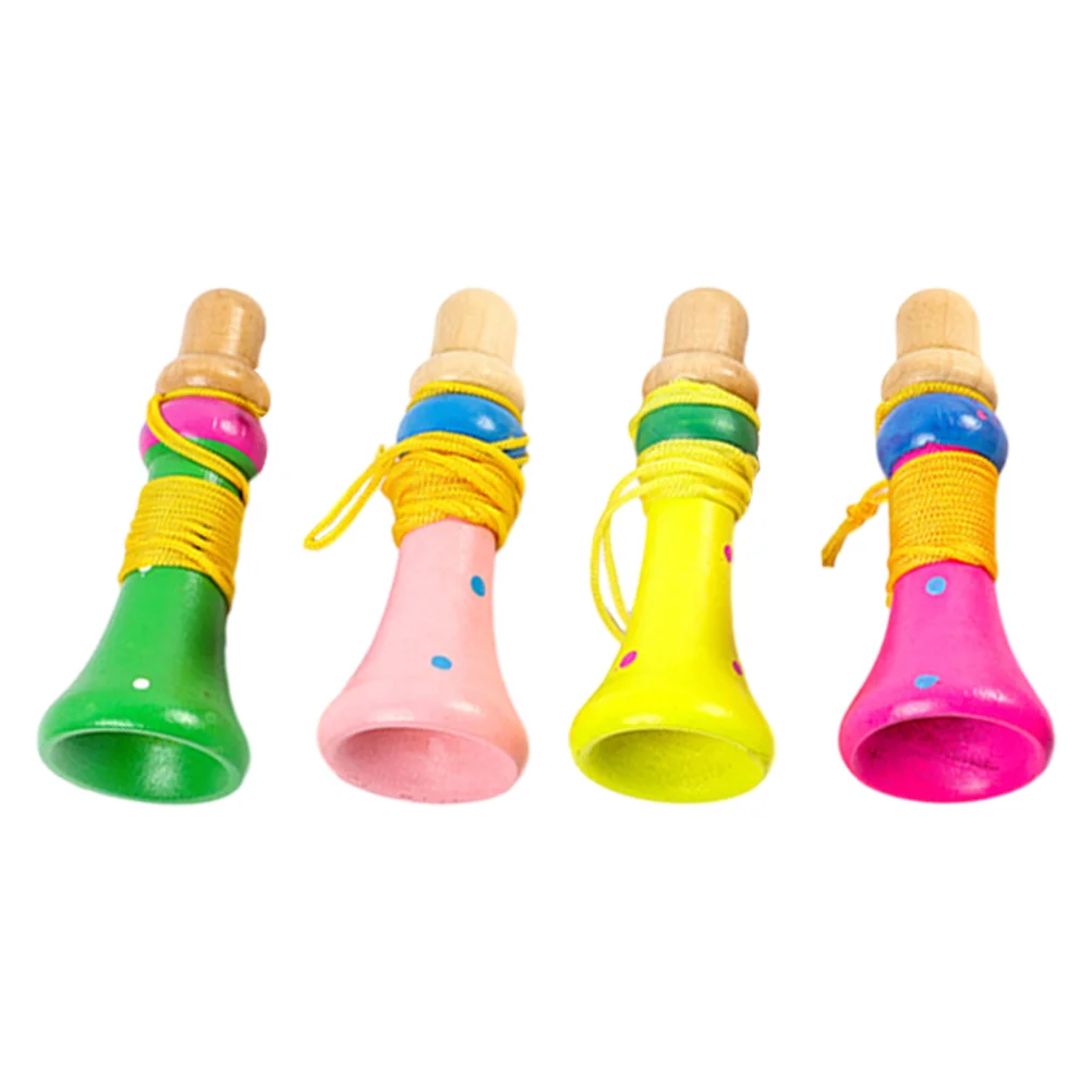 

4 Pcs Wooden Small Horn Lifelike Trumpet Toy Music Toys Kids Musical Playthings Funny Portable Mini Instrument Toddler