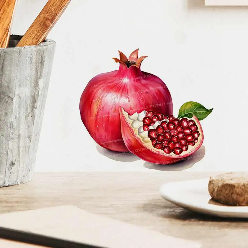 Watercolor Pomegranate Wall Sticker Kitchen Decor Living Room Cabinet Refrigerator Home Decoration Decals Stickers S834