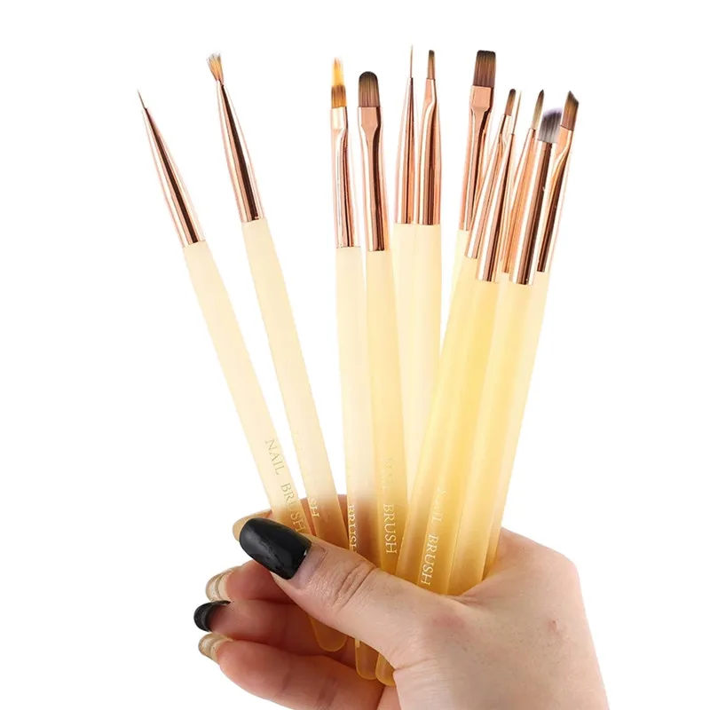 1/12 قطعة مقبض شفاف مسمار الفن فرشاة قلم تلوين كبير مربع مستدير العلاج بالضوء القلم هالة القلم مسمار قلم رسم زهرة القلم #2