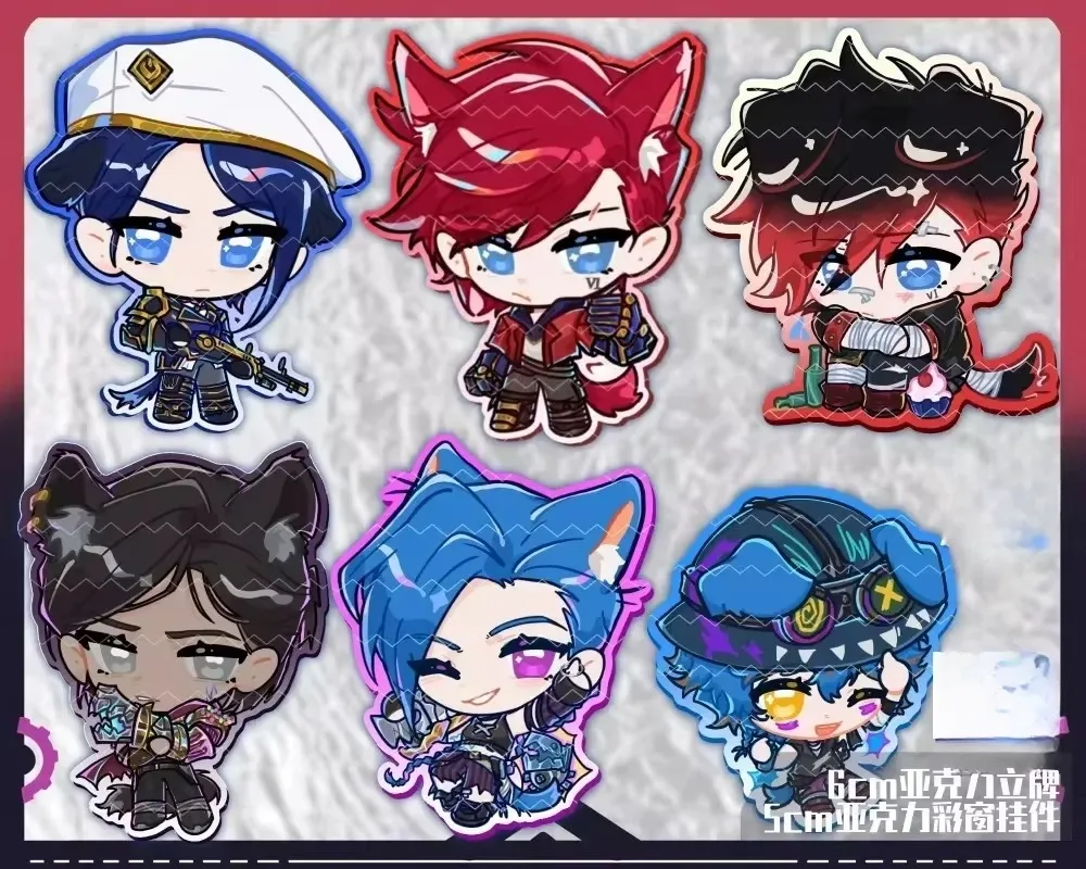 Arcano: Liga de Leyendas hombres llavero mujeres soporte Jinx Vi llavero bolsas llavero colgante niños amigos regalo colección ornamento