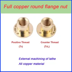 All Copper Round Flange t Trapezoidal Screw Nut Positive Thread Reverse Thread Tr8 Tr10 Tr12 Tr14 Tr16 Tr18 Tr20