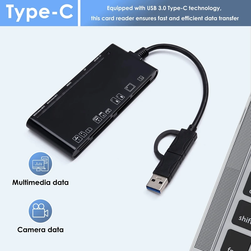 7-in-1 USB 3.0 Typ-C Multifunktions-Kartenleser CF/XD/MS/SD/TF-Kartenleser für Windows Vista/XP/7/8/10/, Linux, Os