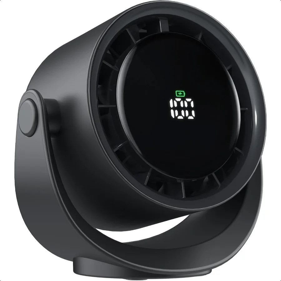 

KITWLEMEN Portable Desk Fan 5 Speed Rechargeable Battery Operated Fan 4000mAh 17H Cooling Powerful Small Turbo Fan for Bedroom