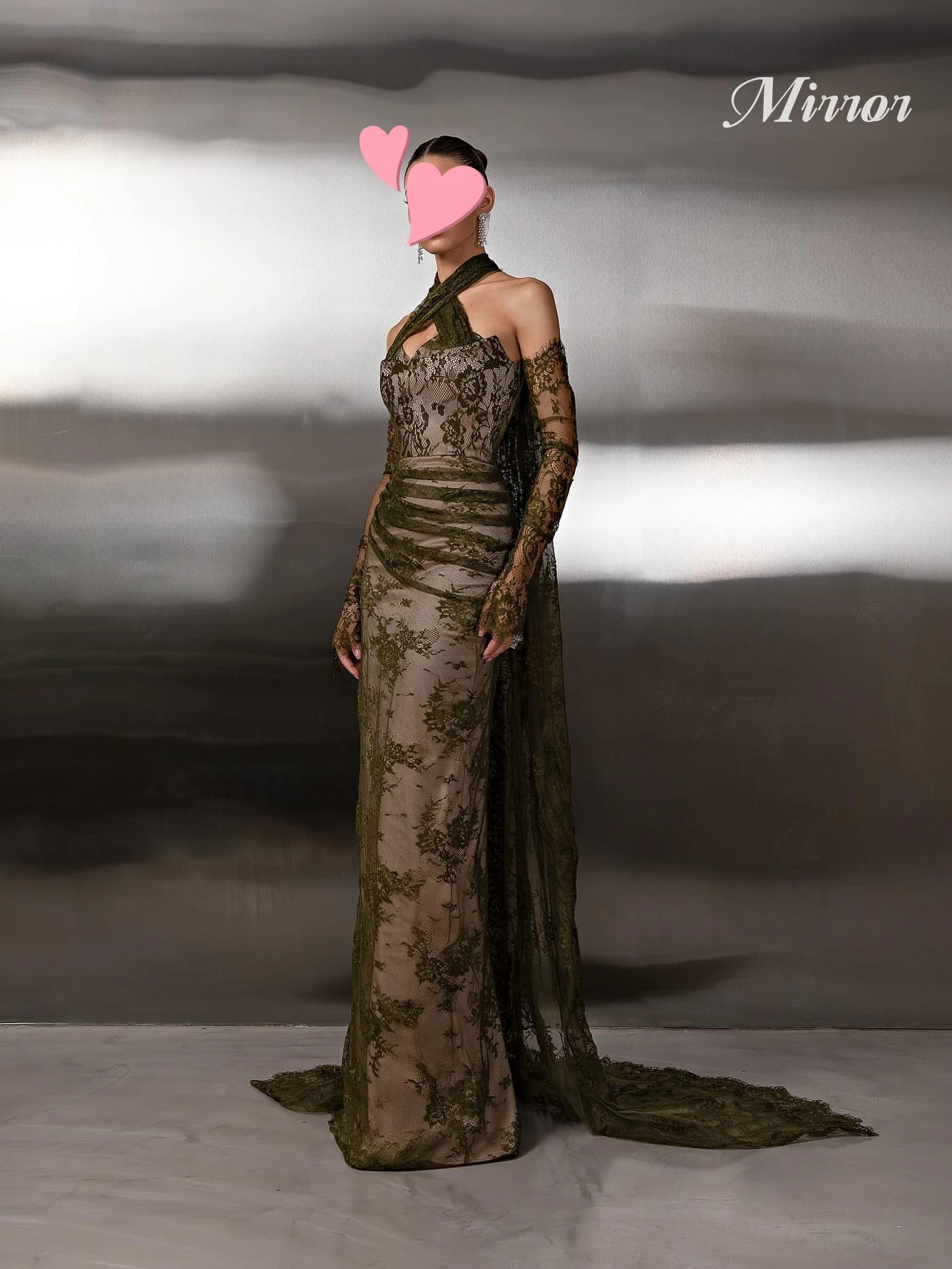 Mirror Dress Elegant Vintage Sweet Green Ruffle Lace Ribbon Stylish Customize Formal Occasion Prom Dress Evening Party Gowns