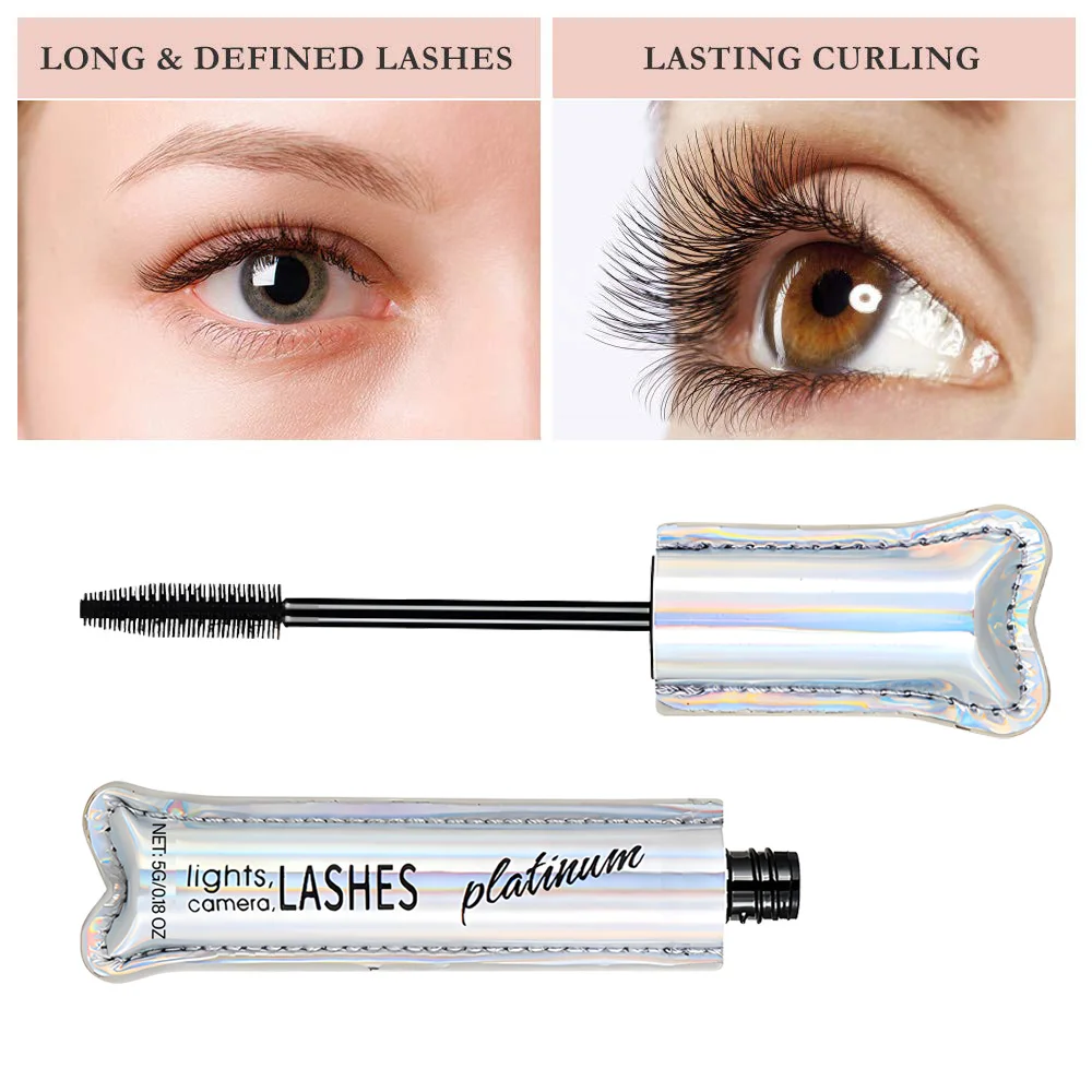 Rímel volumizador preto, alongamento e ondulação, à prova de manchas, fórmula à prova d'água, sem clamas, uso diário para aparência natural, maquiagem para os olhos