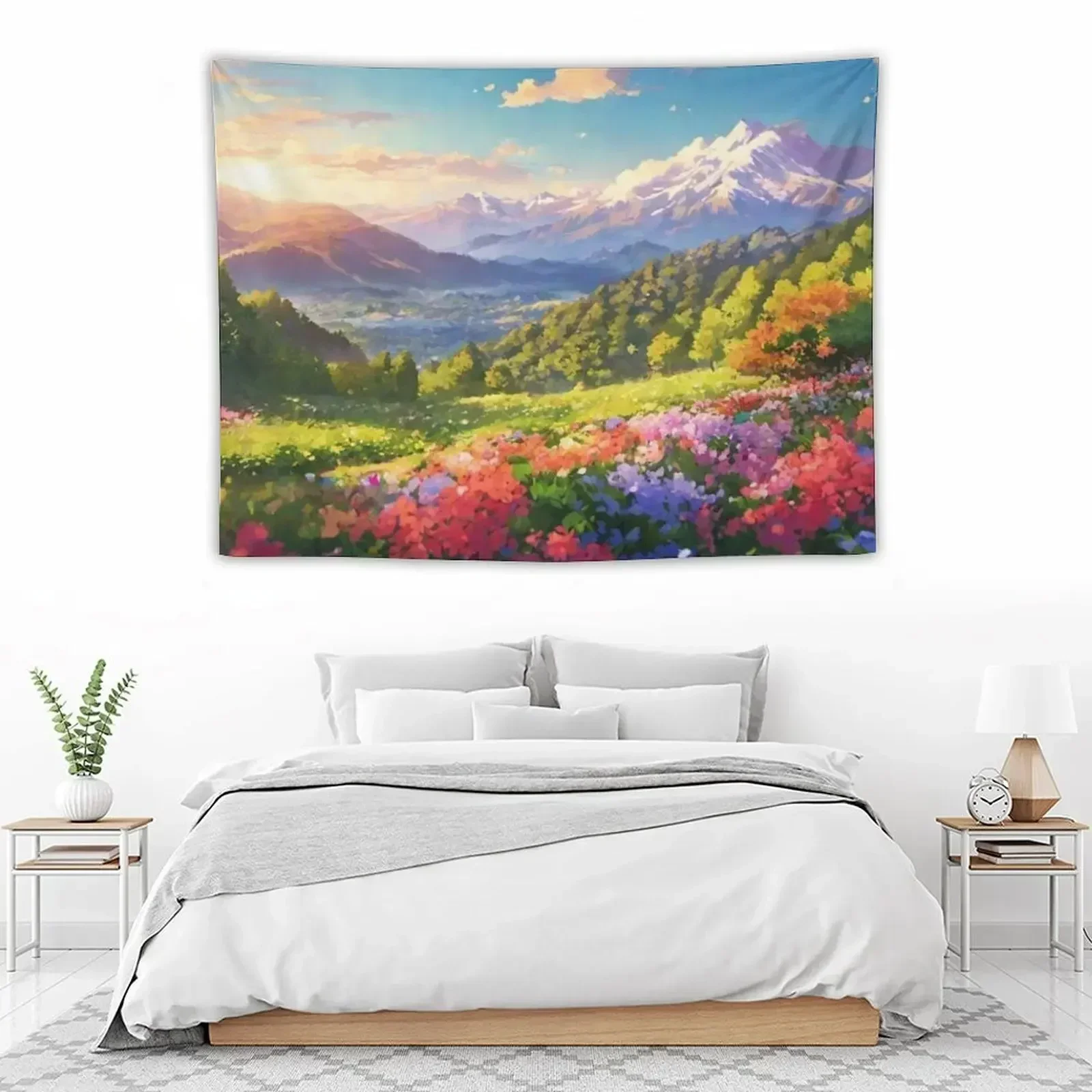 

Floral Mountain Anime Landscape Tapestry Wall Hangings Decoration Decor For Bedroom Hanging Wall Tapestry