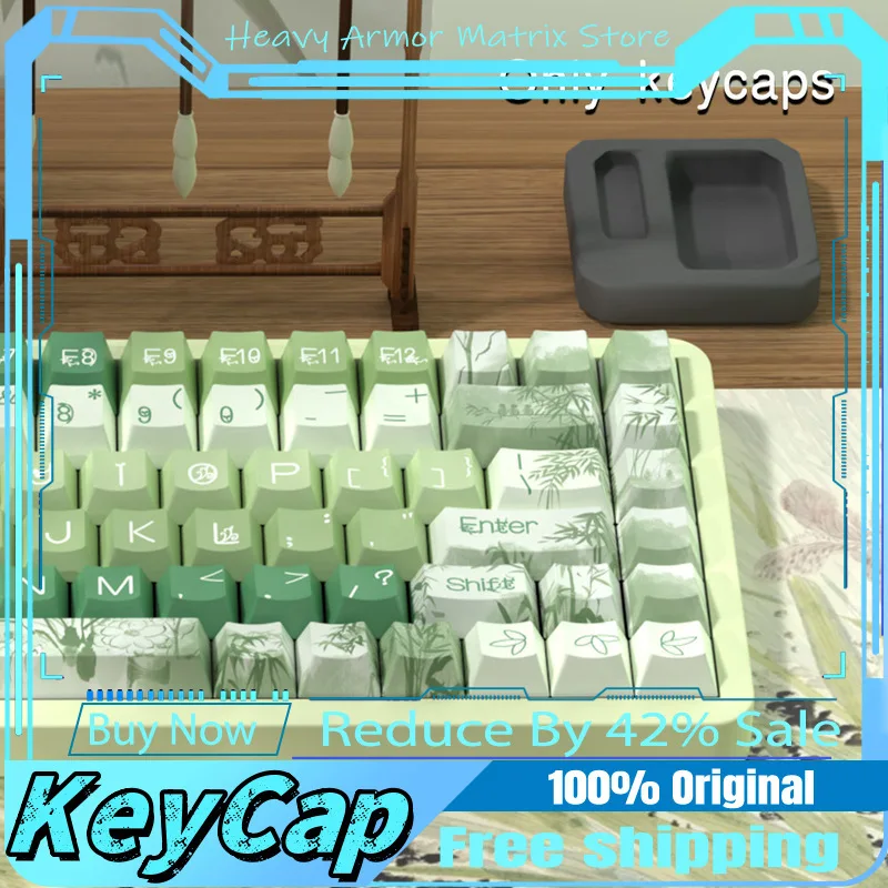 Bamboo Theme Keycaps 138/158 Cherry Profile Pbt Mechanical Keyboard Anime Games Cartoon Cute Festival Gifts Collection Keycap