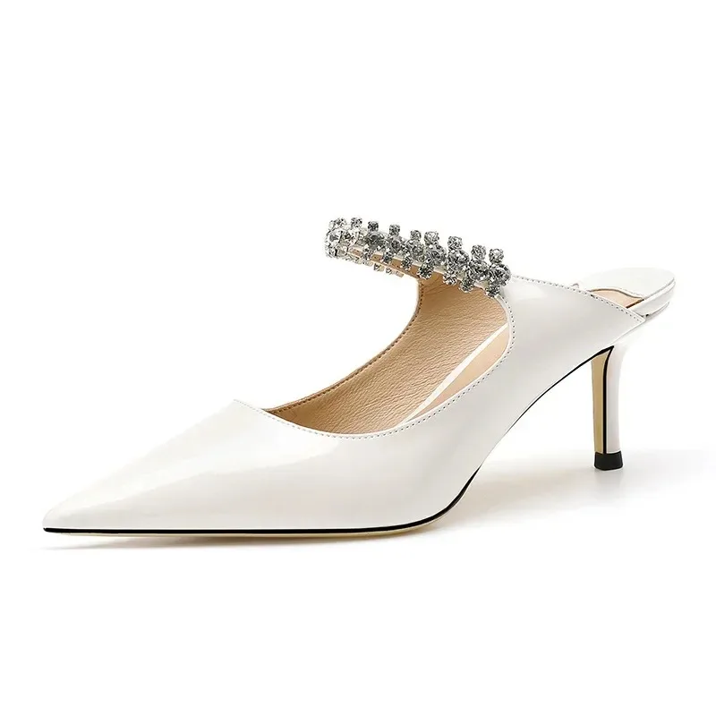 Sandalias tacón alto fino charol con purpurina – Estilo verano punta - imagen 3