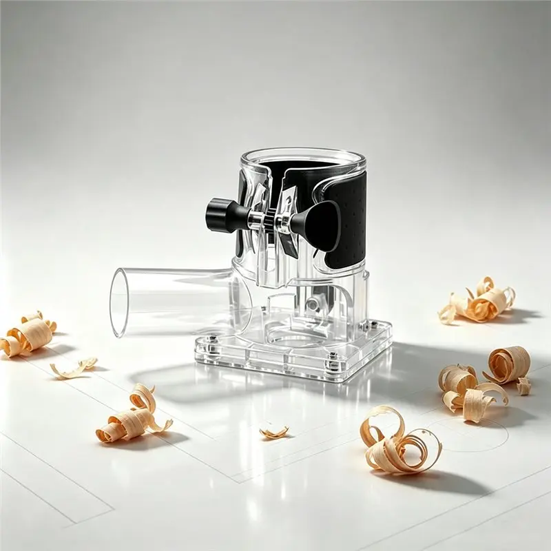 ABKP-Router Dust Collection Base Versatile Compatibility Transparent Trimmer Base Wear-Resistant Wood Router Dust Cover