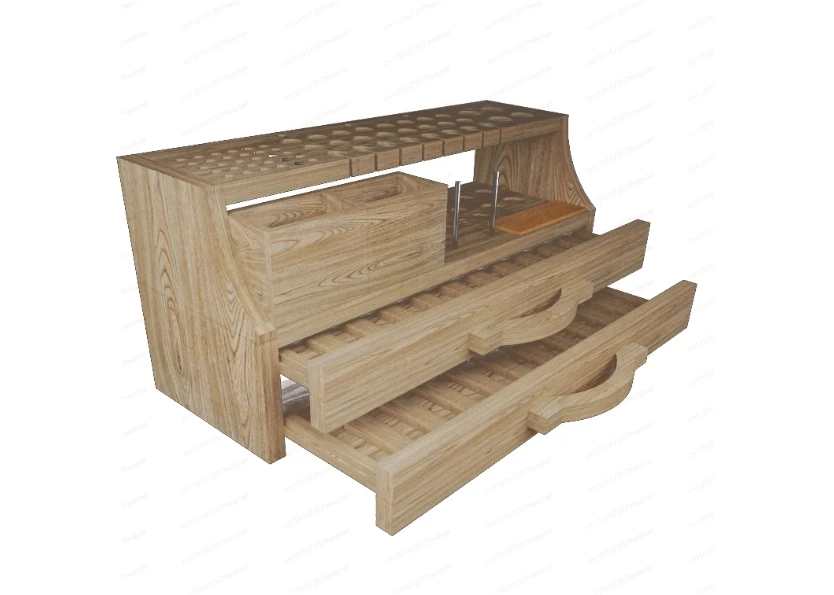 Handmade Leather Craft Engraving Cutting Tools Double Drawer High End Elm Storage Rack Practical Leather Tool Holder