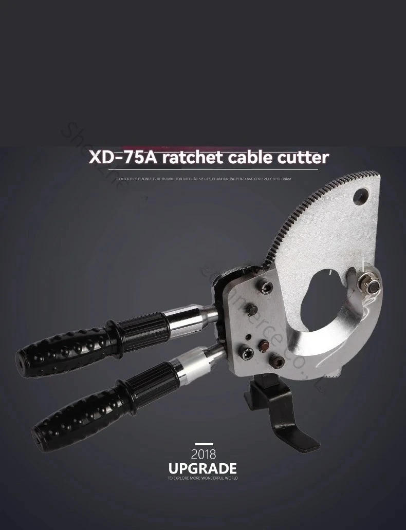 XD-75A Cable Cutter, Mechanical Ratchet Cable Cutter, Gear-driven Cable Scissors