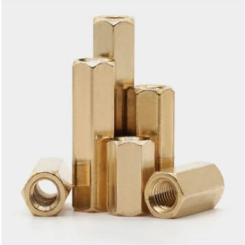 2pcs-50PCS M2 M2.5 M3 M4 M5 M6*4/5/6/8/10 to 60mm Female to Female thread brass Hex Standoff PCB Support Spacing Screw