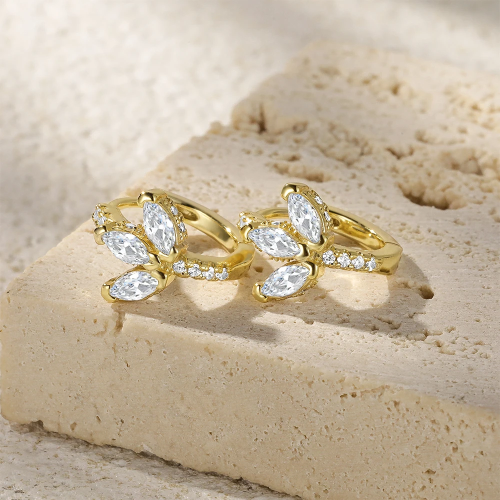 Exquisite Oval Zircon Earring 925 Sterling Silver Hoop Earrings For Lovers' Couples Temperament Korean Wedding Jewelry