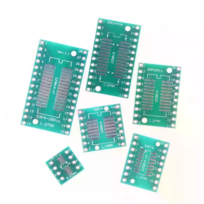 30/35Pcs SOP24 SOP8 SOP14 SOP16 SOP20 SOP28 SMD Turn To DIP Adapter Converter Plate SOP 8 14 16 20 24 28 PCB Board Kit