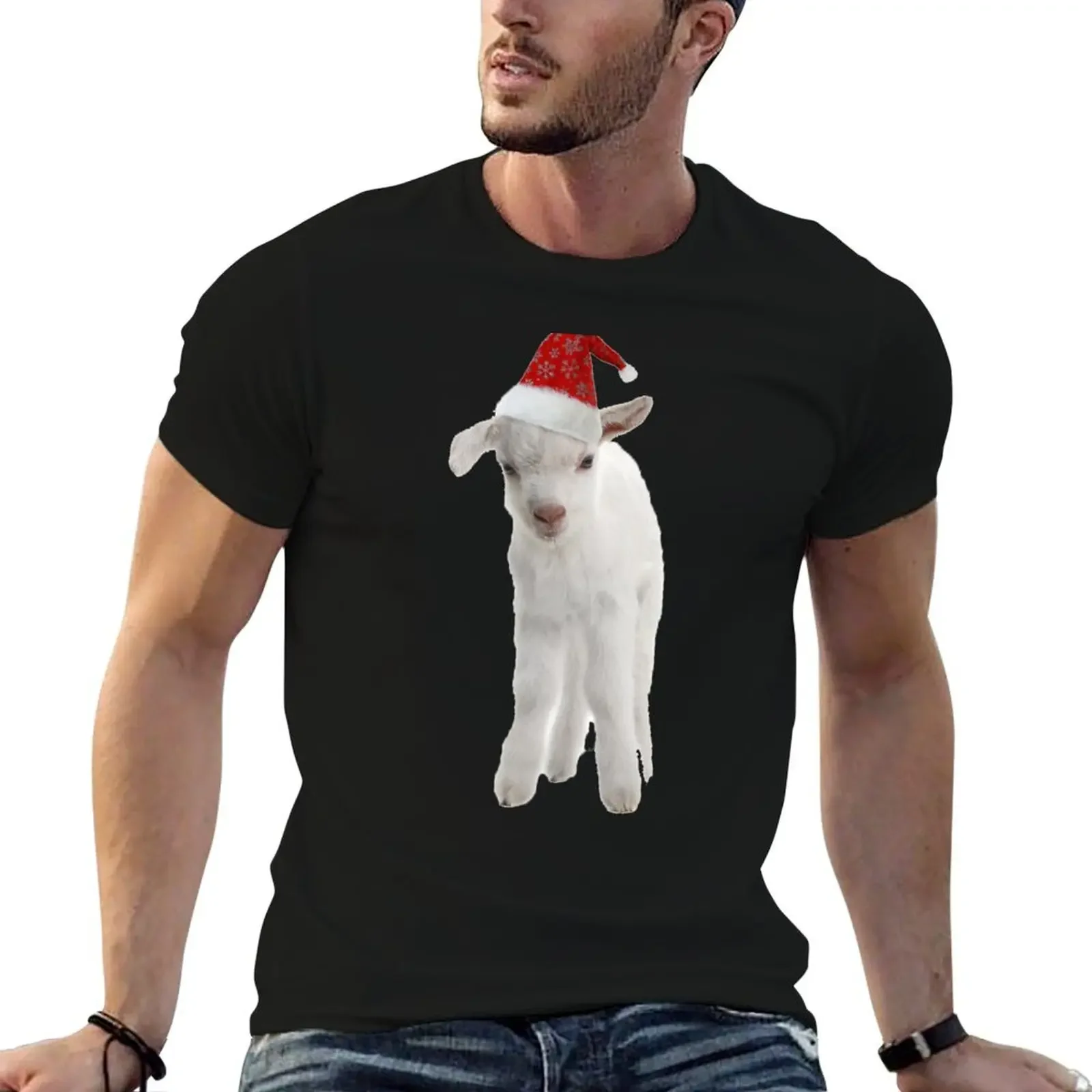 

goat christmas T-Shirt baggy shirts quick-drying anime clothes blacks compression shirt men