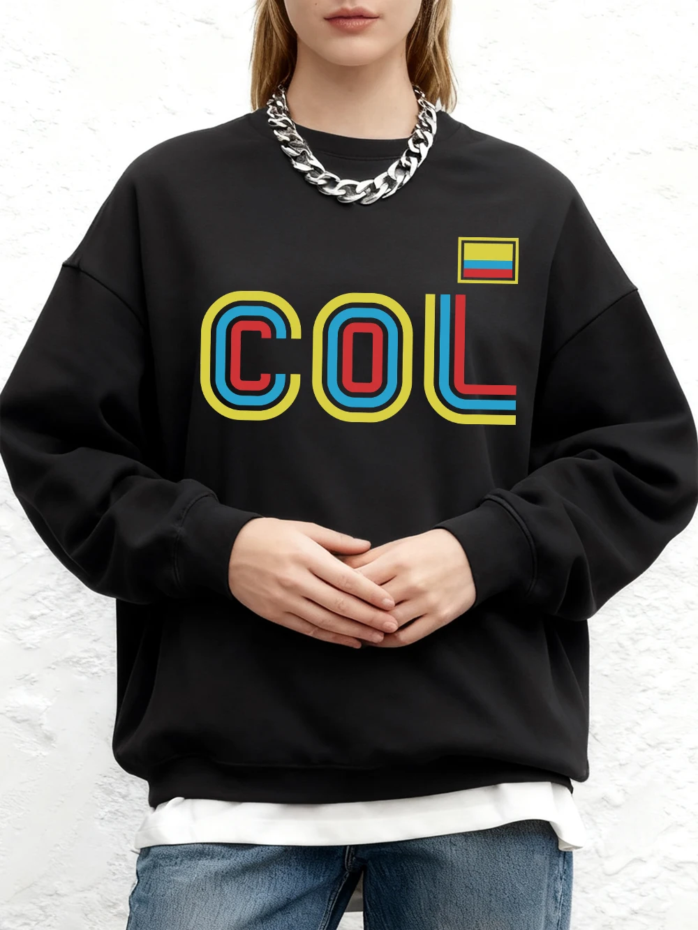 コロンビア国旗レタープリントスウェットシャツ女性冬ルーズパーカーフリース暖かいジョガートップスベーシッククルーネック女性服