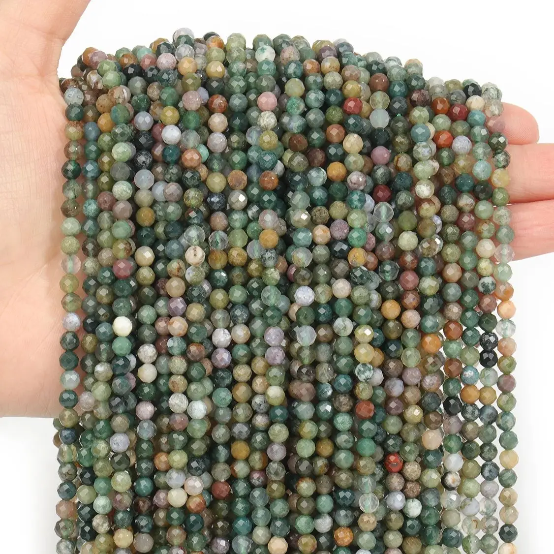 2 3 4mm Green Tiny Stone Beads Faceted African Emerald Turquoise Indian Agate Loose Spacer Bead Diy Bracelet Jewelry Making 15\'\'