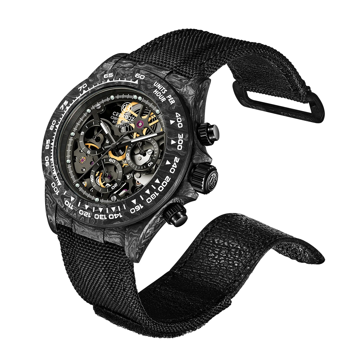 CEBRODZ 16511A Lightweight Chronograph Interchangeable Carbon Fiber Colored Diamond Bezel Unique Automatic Watches for Men