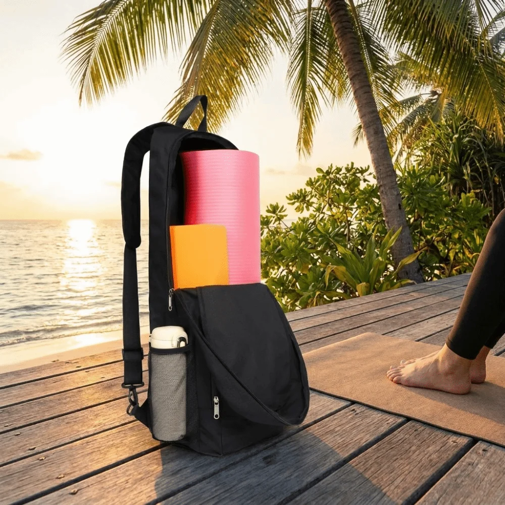 Lightweight Yoga Mat Bag Waterproof Water-Resistant Exercise Mat Shoulder Bag Side Mesh Pocket Large Capacity Mat Carrier