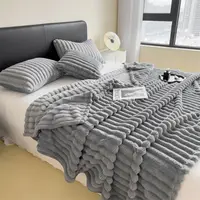 Striped Fuzzy Plush Throw Blanket 100×150cm Soft Cozy Fluffy Blanket for Sofa Bed Couch Home Decor 4
