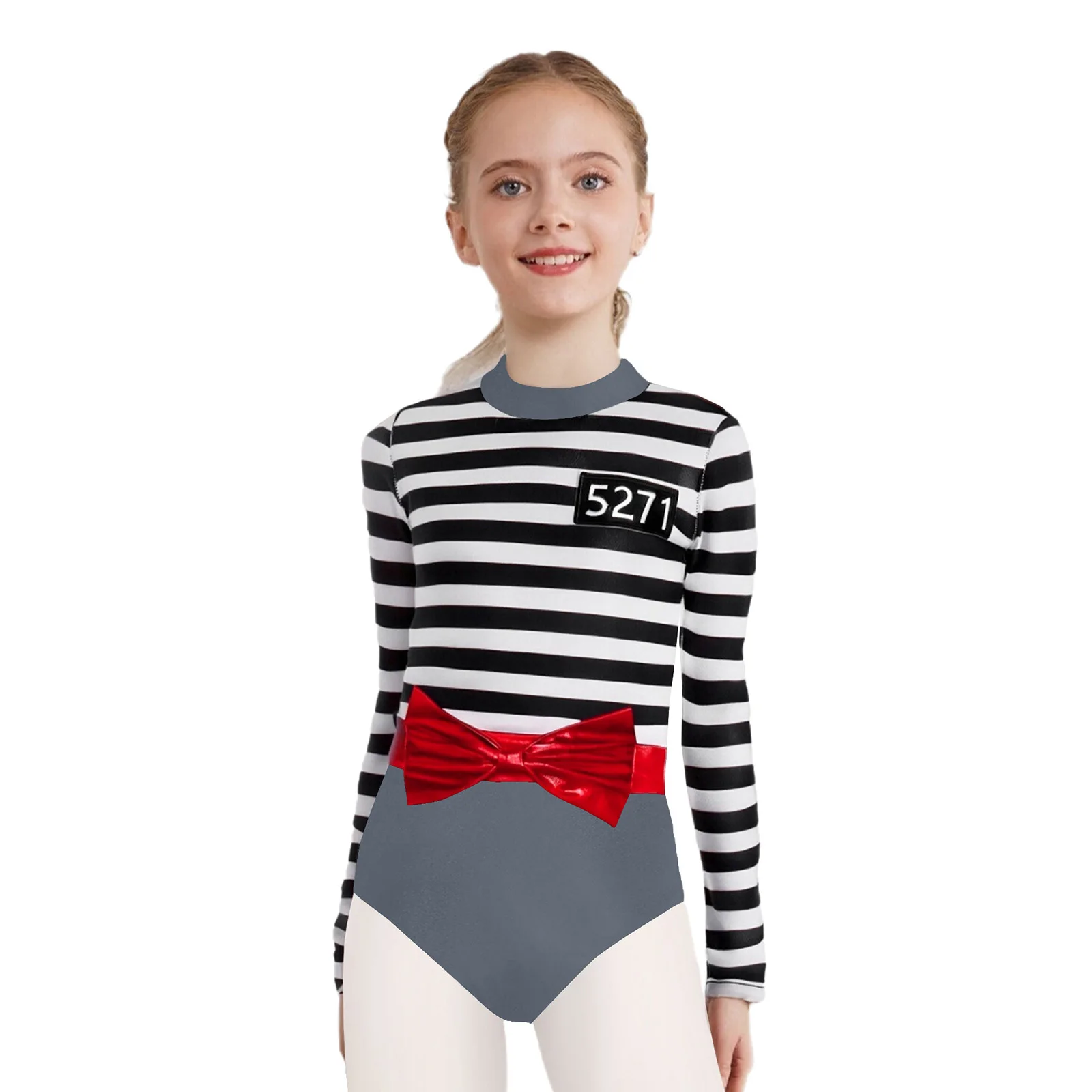 الفتيات سجين المشارب Jailbird تأثيري حلي مجموعة الصحافة أزرار الإجرامية بذلة مع حزام خصر القوس وقبعة شرطية #4