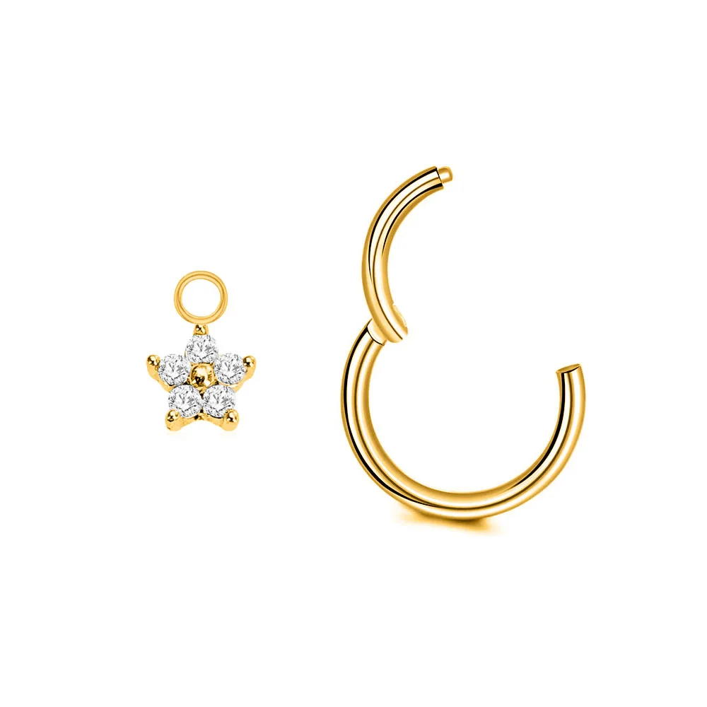 Flower Moon Cross Lightning Hoop Earring Teardrop Drop Daith Conch Clicker Segment Rings Marquise CZ Rook Jewelry 16G 18G 20G
