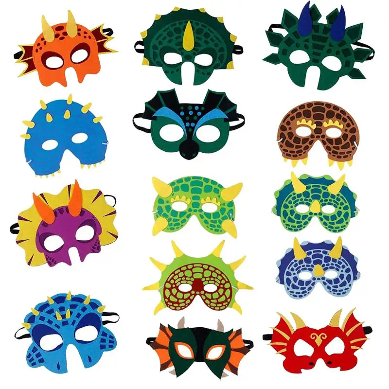 6-18 pz maschere per feste di dinosauro elastico EVA feltro bambino schiuma Dino maschera per bambini Cosplay a tema Masquerade aprile sciocchi regalo di giorno