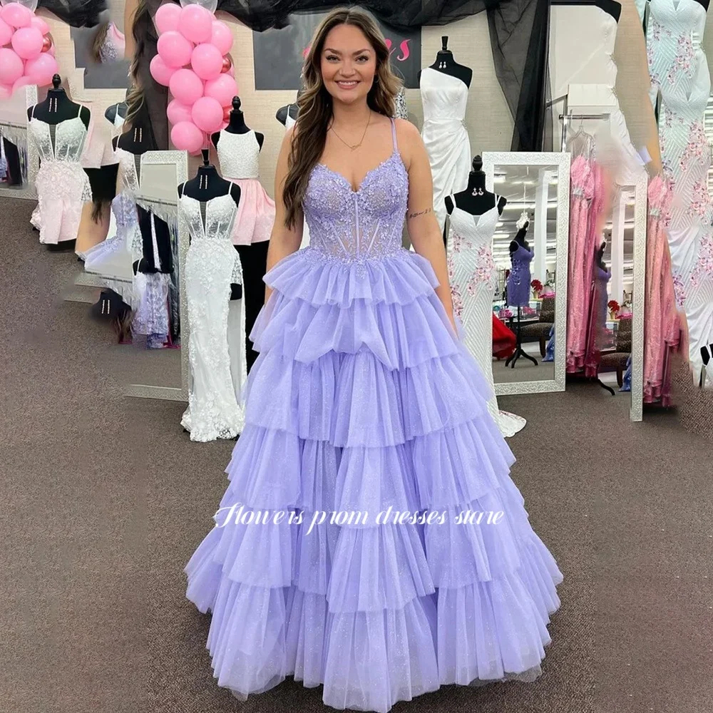 Flowers Fluffy Party Dress A Line Multilayers Prom Dress Sweetheart Tulle Party Dress vestidos de fiesta Customized
