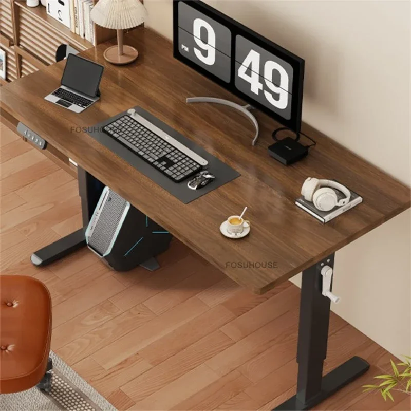 Contemporary Genuine Timber Manual Rise Computer Desks Luxury Electric Gaming Desk Home Study Desk Bedroom Office Desk Workbench