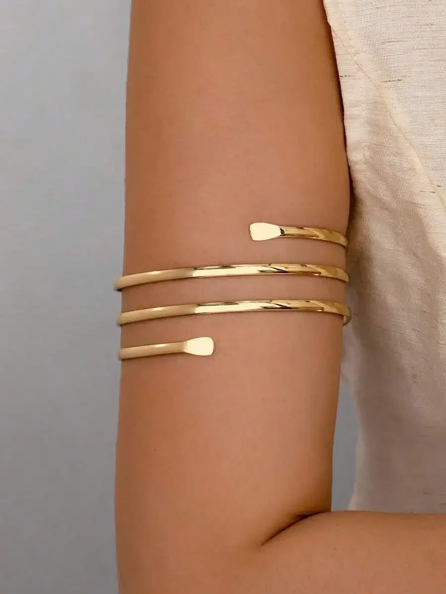 1pc Women Metal Wire Armband, Upper Arm Bracelet, Summer Body Jewelry