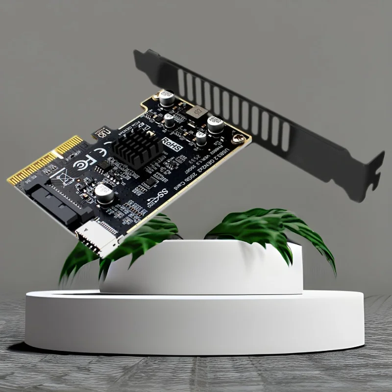 Computer PCI-E to USB 3.2 GEN2 Type E Expansion Card with SATA Power Interface PCIE 4X to Type-E Extender for Front Panel Type C