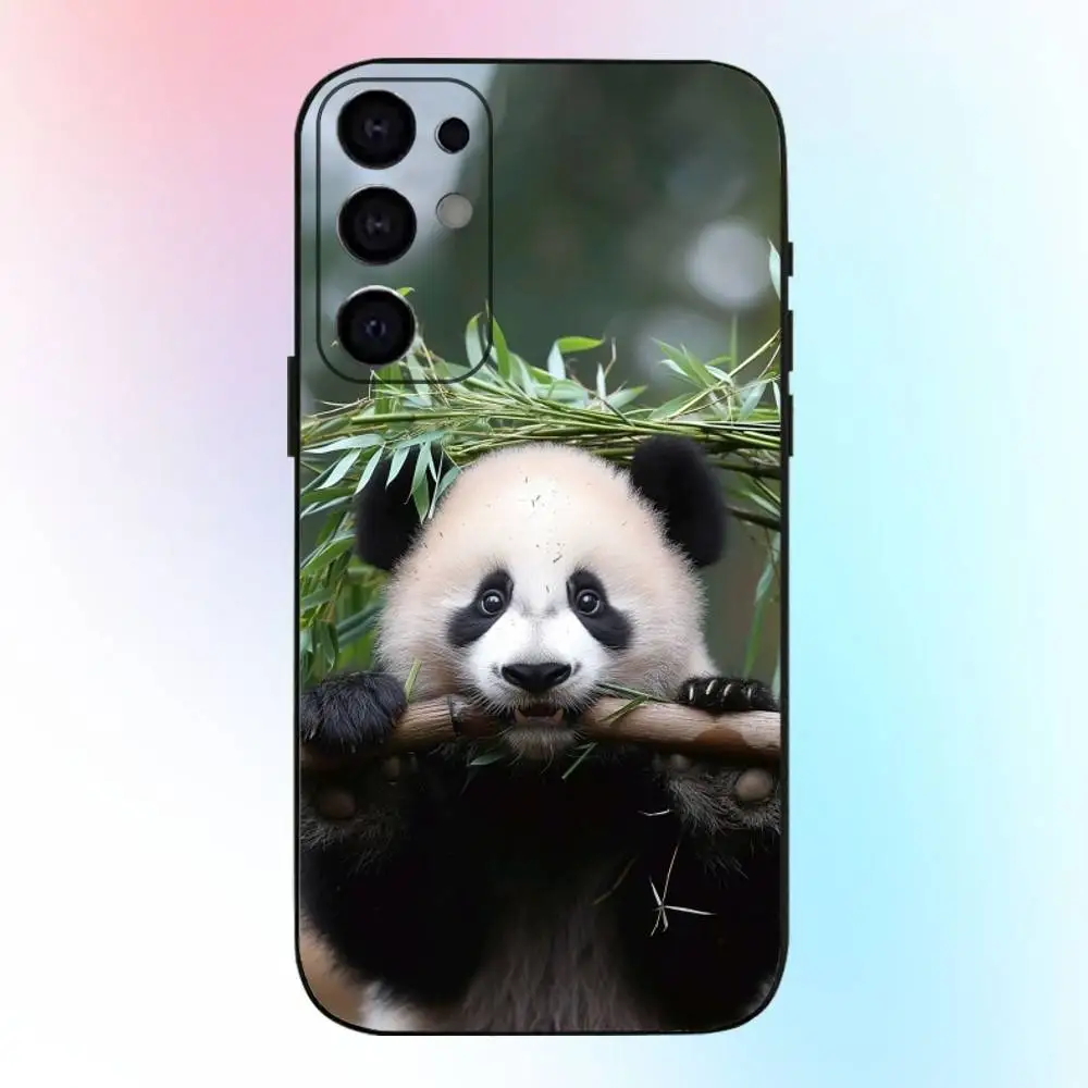 Custodia per telefono Animal Cute Panda Fubao per Samsung S25,S24,S21,S22,S23,S30,Ultra,S20,Plus,Fe,Lite,Nota, 10.9,5G Cover nera
