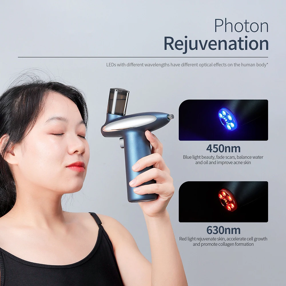 0.3mm Photon Oxygen Injection Airbrush Makeup Kit Nano Mist Skin Brightening Deep hydration Blue Red Light Photon Rejuvenation