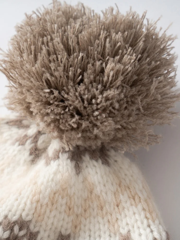 

Autumn Winter Cashmere Hat Women Beanies With Pompom Cap 100% Cashmere Knit Warm Thicken Fair Island Christmas Style Fashion Hat
