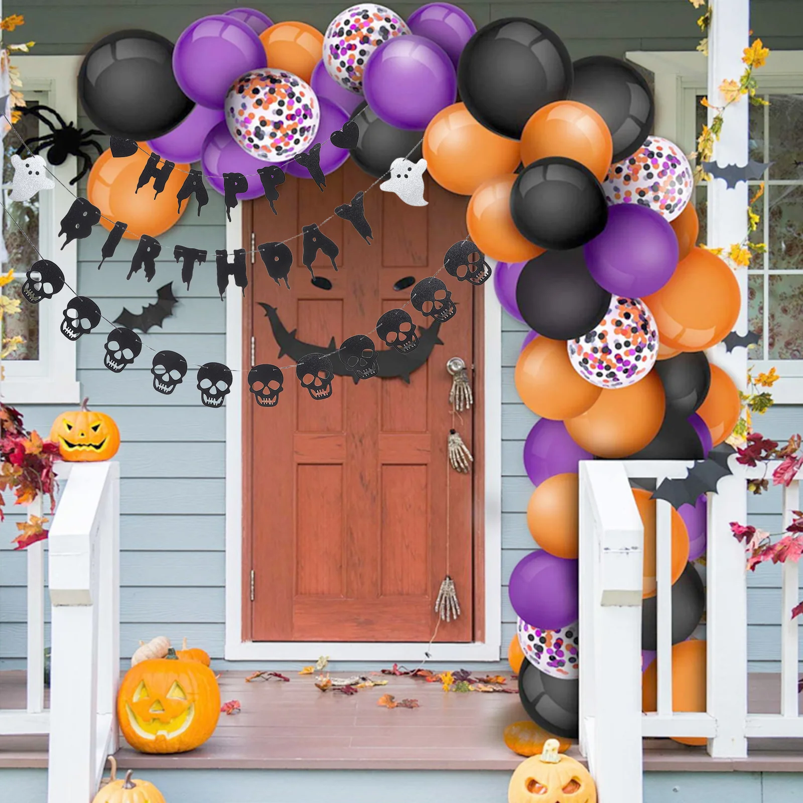 

1Set Halloween Party Banner Ghost Design Black Paper Pennant Flags Indoor Outdoor Birthday Decoration Spooky Garland