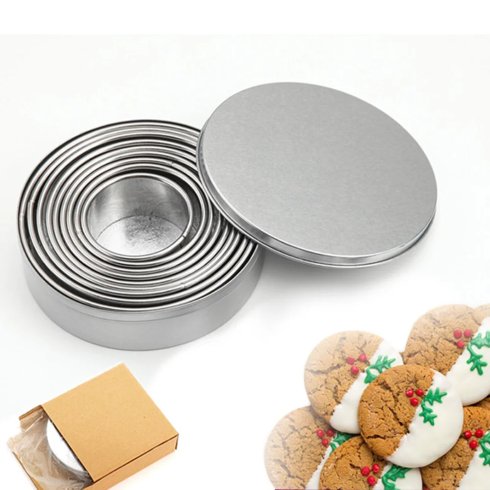 Round Cookie Cutter Set, Circle Donut Cutters, Dough Fondant Biscuit Baking Mold 3-12cm Stainless Steel Kitchen Utensil Tool Set